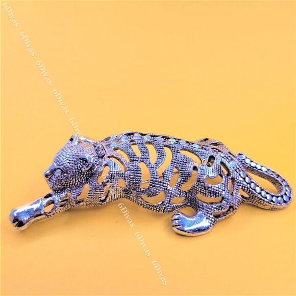 prowling PANTHER Brooch with Sparkling Fashion Rhinestones - Picture 2 of 13
